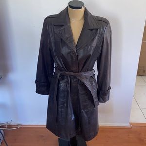 Vintage Oscar Leopold Leather Trench Jacket